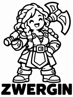 Fantasy-Family-Sticker – Zwergin – ca. 11,3 × 15 cm